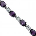 Purple Royal Oval Rhinestone Diamante Tennis Bracelet