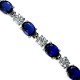 Women Gifts, Fashion Bridal Jewelry UK, Wedding Costume Jewellery Bracelets; Royal Blue Oval Diamante Tennis Bracelet