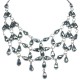 Fashion Jewelry Necklaces UK, Bold Costume Jewellery, Silver Teardrop Bead Bib Statement/Cascade Necklace, Women Gifts