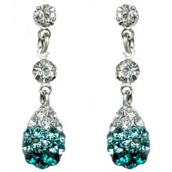 Small Petite Costume Jewellery, Gifts, Fashion Jewelry Short Dangle Earrings, Blue Diamante Pave Teardrop Dainty Drop Earrings