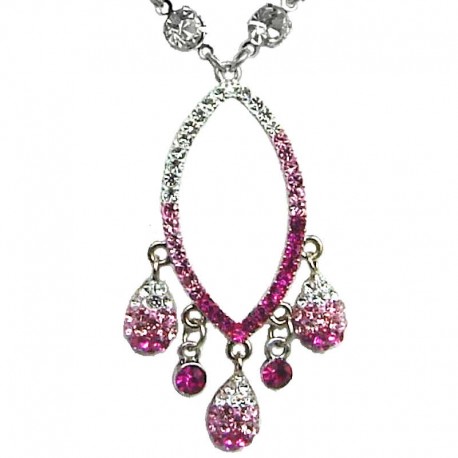 Costume Jewellery Bridesmaid Wedding Gifts, Fashion Jewelry Necklaces UK, Pink Diamante Teardrop Dangle Necklace