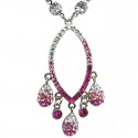Pink Diamante Open Teardrop Dangle Necklace
