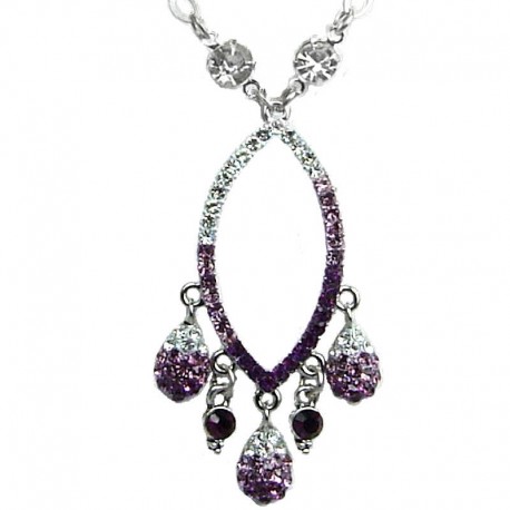 Women Costume Jewellery, Fashion Dressy Jewelry Necklaces UK, Purple Diamante Teardrop Necklace, Wedding Gifts