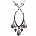 Purple Diamante Open Teardrop Dangle Necklace