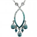 Blue Diamante Open Teardrop Dangle Necklace