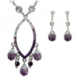 Ruby Red Oval Rhinestone Clear Diamante Dress Jewellery Necklace Bracelet Earrings Set