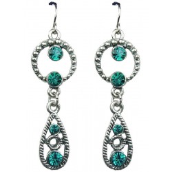 Dressy Costume Jewellery, Aqua Blue Diamante Loop Teardrop Fashion Drop Earrings