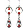 Chic Costume Jewellery, Red Diamante Circle Loop Teardrop Fashion Drop Earrings