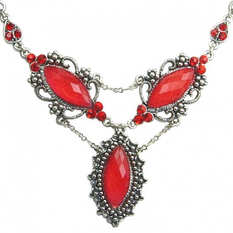 Costume Wedding Jewellery, Fashion Red Teardrop Rhinestone Dressy Y-shaped Necklace