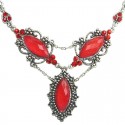 Red Teardrop Rhinestone Dressy Y-shaped Necklace