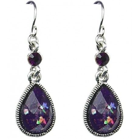 Chic Fashion Purple Teardrop Rhinestone Dainty Drop Earrings
