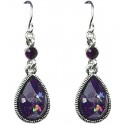 Purple Teardrop Rhinestone Dainty Drop Earrings
