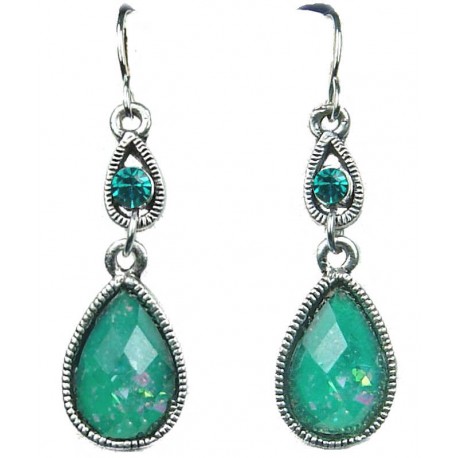 Dressy Aqua Blue Teardrop Rhinestone Dainty Drop Earrings