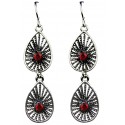 Red Diamante Triple Teardrop Linear Long Drop Earrings