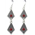 Red Diamante Triple Kite Shaped Linear Long Drop Earrings