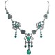 Dressy Costume Jewellery, Fashion Aqua Blue Rhinestone Wave Teardrop Heart Chandelier Necklace