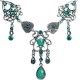Dressy Costume Jewellery, Fashion Aqua Blue Rhinestone Wave Teardrop Heart Chandelier Necklace