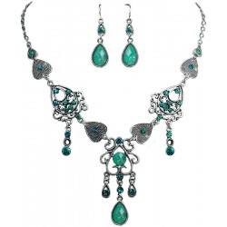 Aqua Blue Necklace Earrings Set, Wedding Jewellery Sets, Bridesmaid Gifts, Women Fashion Jewellery, Bridal Costume Jewelry UK
