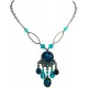 Costume Jewellery, Fashion Aqua Blue Rhinestone Diamante Floral Teardrop Chandelier Necklace