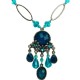 Costume Jewellery, Fashion Aqua Blue Rhinestone Diamante Floral Teardrop Chandelier Necklace