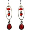 Red Rhinestone Teardrop Diamante Dainty Drop Earrings