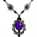 Purple Diamante Rhinestone Vintage Teardrop Necklace