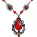 Red Diamante Rhinestone Vintage Teardrop Necklace