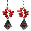 Red Natural Stone Kite Drop Earrings