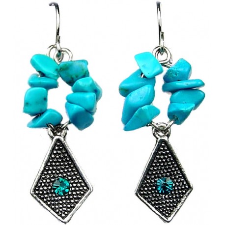 Dangle Costume Jewellerym, Blue Natural Stone Fashion Kite Drop Earrings