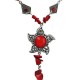 Costume Jewellery Red Round Rhinestone Natural Stone Fashion Sun NecklaceNecklace