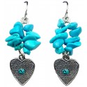 Blue Natural Stone Heart Drop Earrings