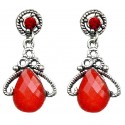 Red Teardrop Rhinestone Wave Drop Earrings