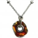 Brown Enamel Illusion Circle Pendant Fashion Necklace