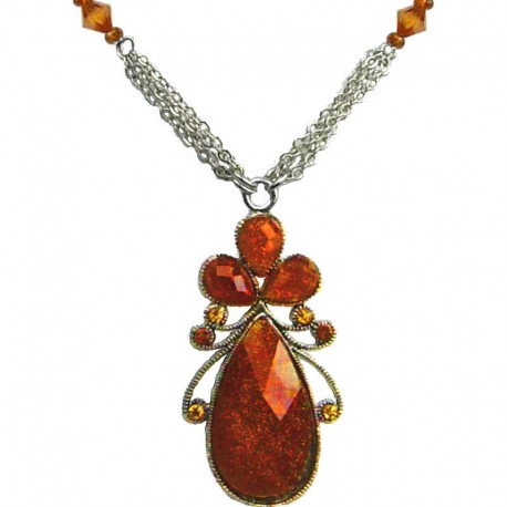 Costume Jewellery Necklace, Brown Teardrop Fashion Necklaces, Fashion Jewelry Necklace UK, Teardrop Necklace Pendant, Women Gift
