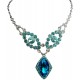 Bridal Wedding Jewellery, Blue Teardrop Rhinestone Bib Diamante Dressy Statement Necklace