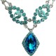 Bridal Wedding Jewellery, Blue Teardrop Rhinestone Bib Diamante Dressy Statement Necklace