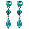 Women Costume Jewellery, Blue Teardrop Faceted Glass Bead Diamante Fashion Drop Earrings