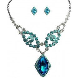 Blue Costume Jewellery Sets, Fashion Jewelry Set UK, Statement Necklace Stud Earrings Set, Diamante Jewellery Sets, Women Gifts