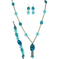 Blue Fashion Jewellery Sets, Costume Jewellery Sets, Necklace Bracelet Earrings Sets, Long Necklace Earrings bracelet Set, Gifts