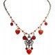 Costum Jewellery, Red Cats-Eye Stone Heart Charm Fashion Bead Chandelier Necklace