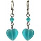 Blue Natural Stone Earrings, Fashion Jewellery Earrings, Blue Short Drop Earrings, Dainty Dangle Earrings, Small Heart Earrings 
