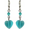 Blue Natural Stone Earrings, Fashion Jewellery Earrings, Blue Short Drop Earrings, Dainty Dangle Earrings, Small Heart Earrings 