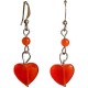 Costume Jewellery, Fashion Jewelry Earrings UK, Red Natural Stone Heart Earrings, Short Dangle/Dainty Drop Earrings, Small Gifts