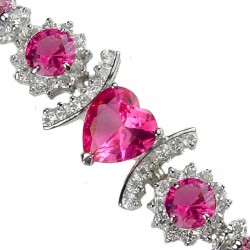 Fashion Jewellery Bracelet, Pink Heart Diamante Bracelet, Costume Jewelry Bracelets UK, Dressy Costume Jewellery Bracelet