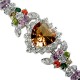 Fashion Brown Heart Rhinestone Multi Colour Diamante Dressy Costume Jewellery Bracelet