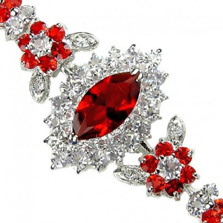 Fashion Red Teardrop Rhinestone Clear Diamante Dressy Costlume Jewellery Bracelet