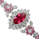 Hot Pink Marquise Teardrop Rhinestone Clear Diamante Crystal Dressy Bracelet
