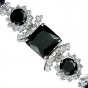 Black Square Rhinestone Clear Diamante Crystal Dressy Bracelet