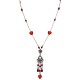 Costume Jewellery, Fashion Red Heart Glass Bead Tassel Drop Long Necklace