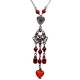 Costume Jewellery, Fashion Red Heart Glass Bead Tassel Drop Long Necklace